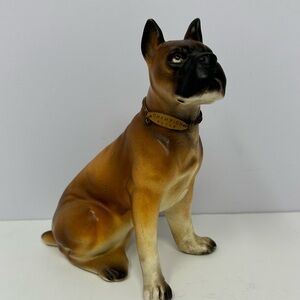 Vintage 5.5" Napco Japan Ceramic 8214 Champion Boxer Sitting Dog Figurine O0